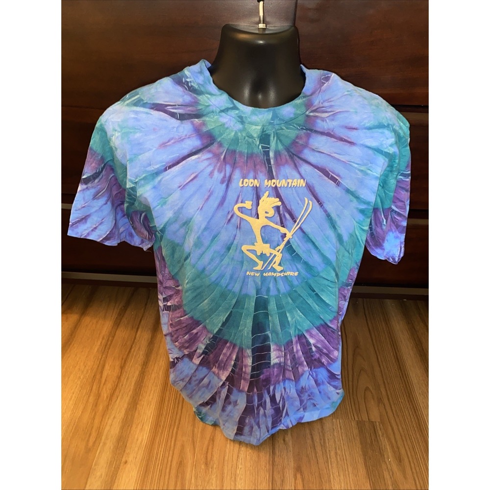 Vintage 90s Oneita Loon Mountain T Shirt Single Stitch Tie Dye Size Large